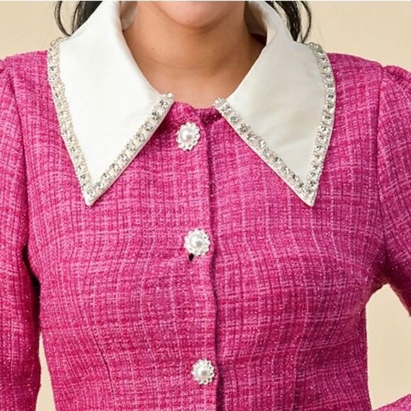Magenta Tweed dress - Picture 3 of 16